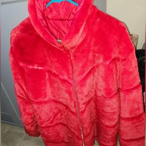 Newyork&Company Cozy Red Teddy Jacket
